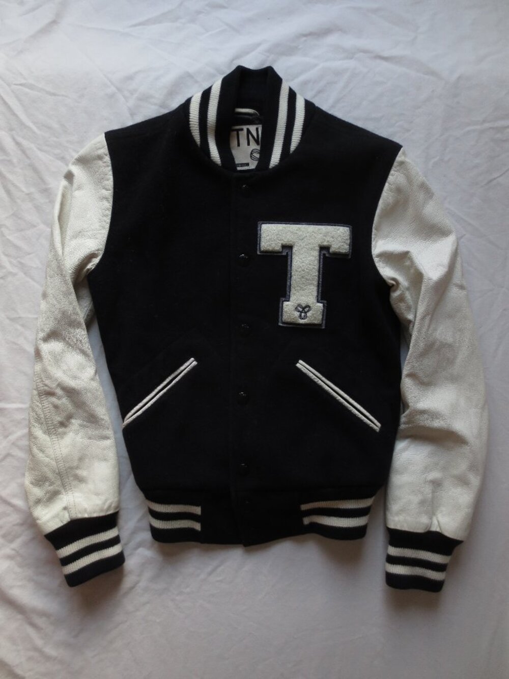 Aritzia TNA varsity jacket black and white xxs